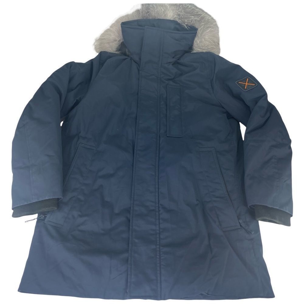 Madison Supply Mens Navy Down Winter Parka - Real Fur Trim Hood SZ Medium